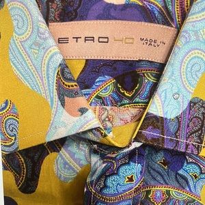 Mens ETRO Camo Paisly Print Long Sleeve Button-up  Sport Shirt   40